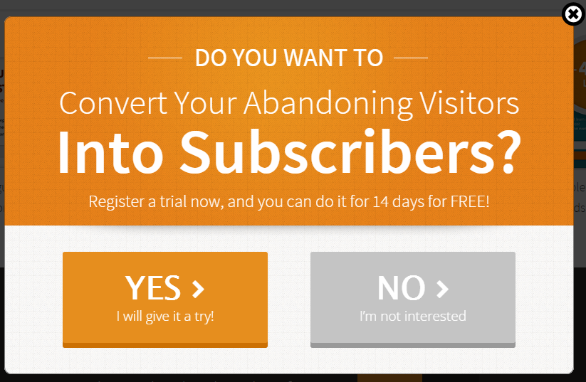Unknown 2-Step Exit Optin Box Popup