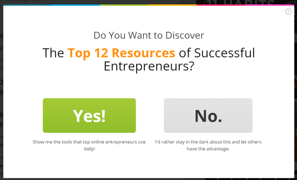 Entrepreneur On Fire 2-Step Exit Popup