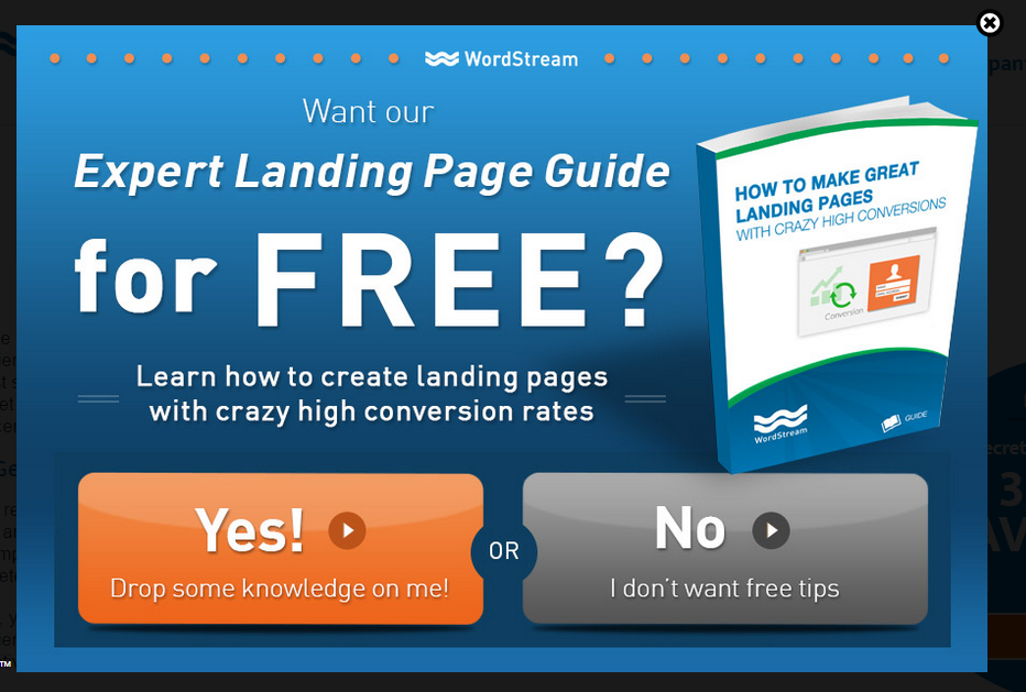 WordStream 2-Step Exit Popup