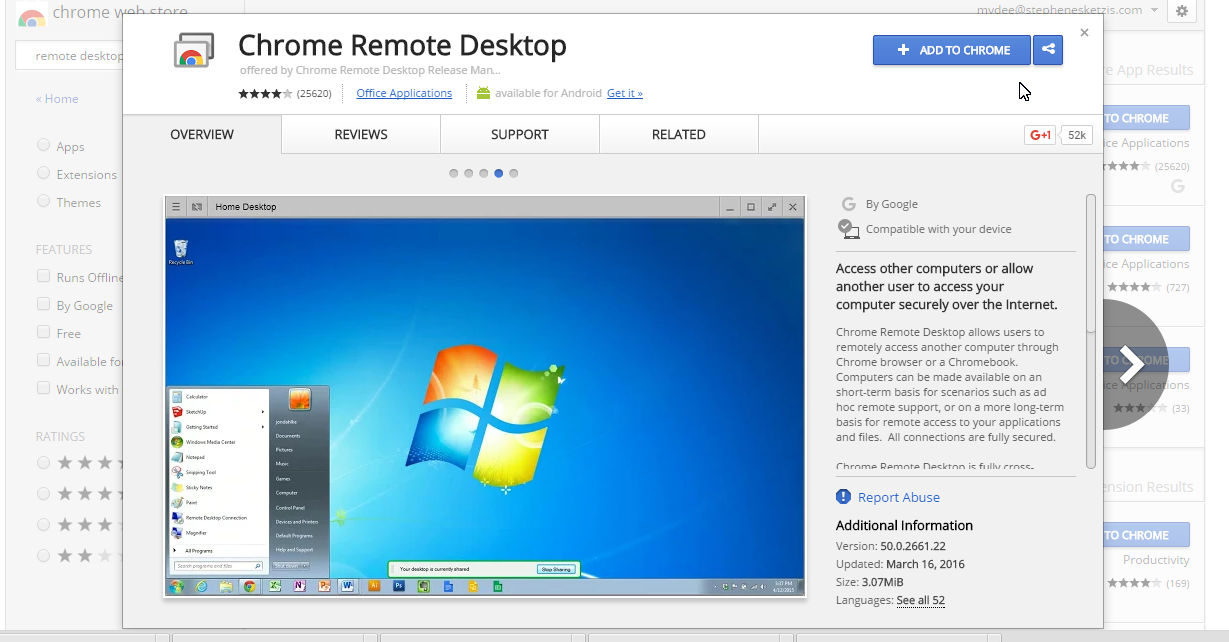 Chrome Remote desktop