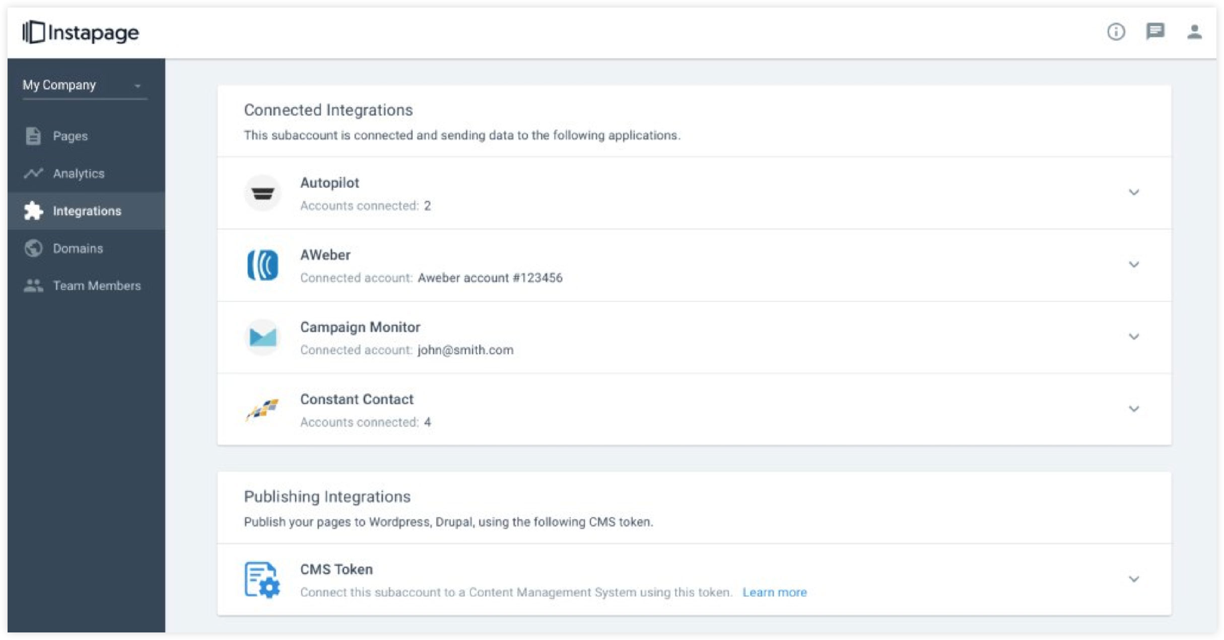 Instapage User Interface