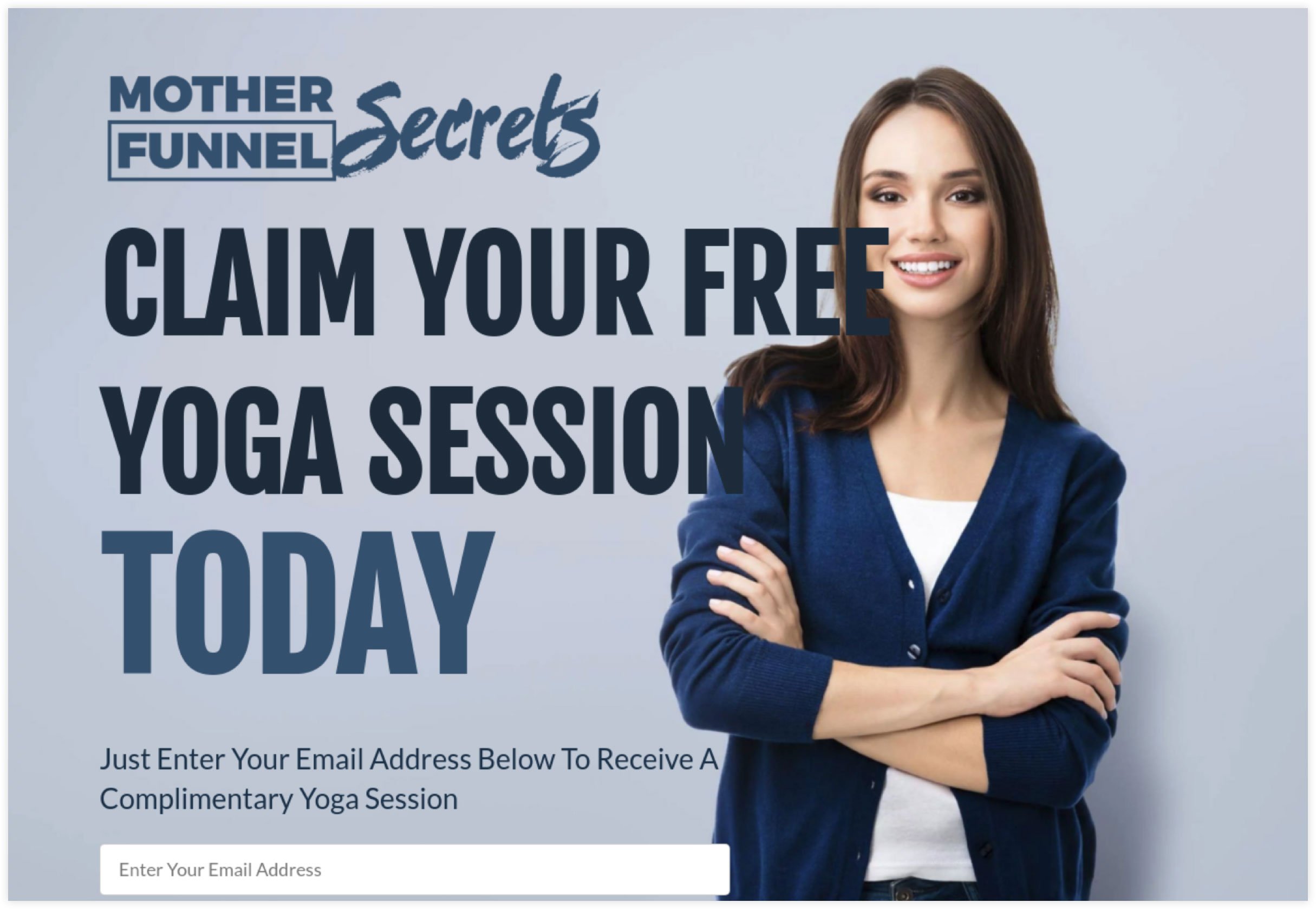 Mother Funnel Secrets squeeze page example.