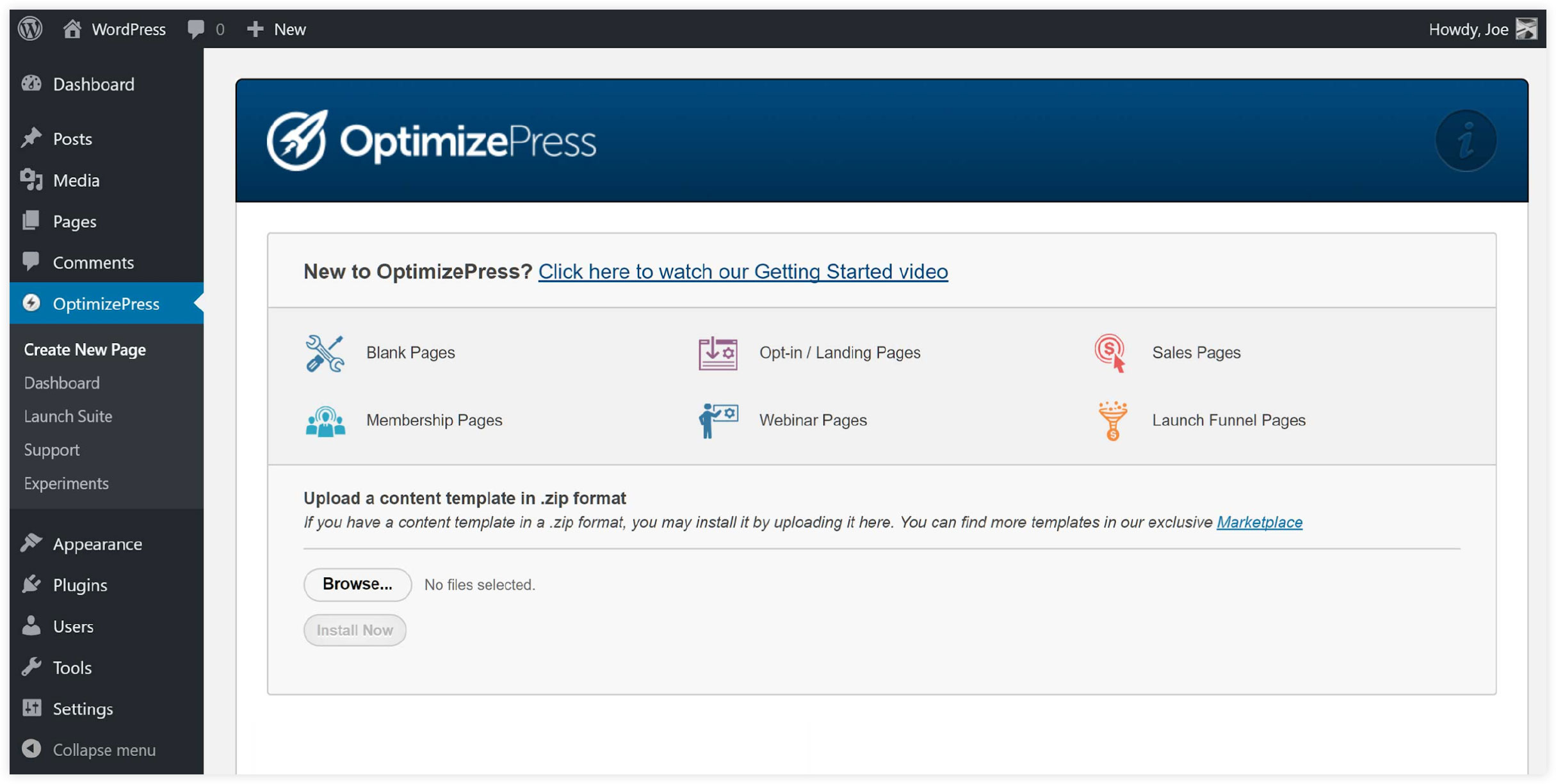 OptimizePress User Interface