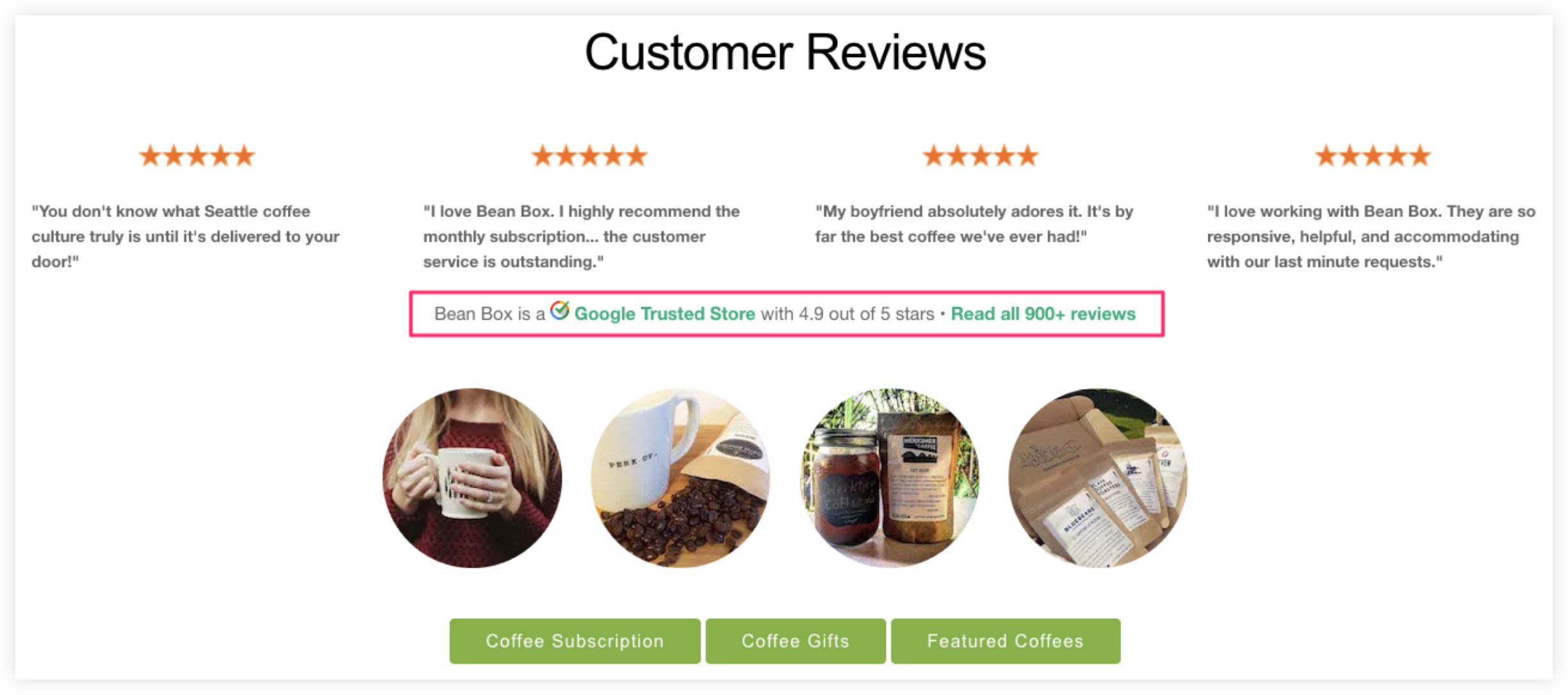 Bean Box Customer Reviews Examples