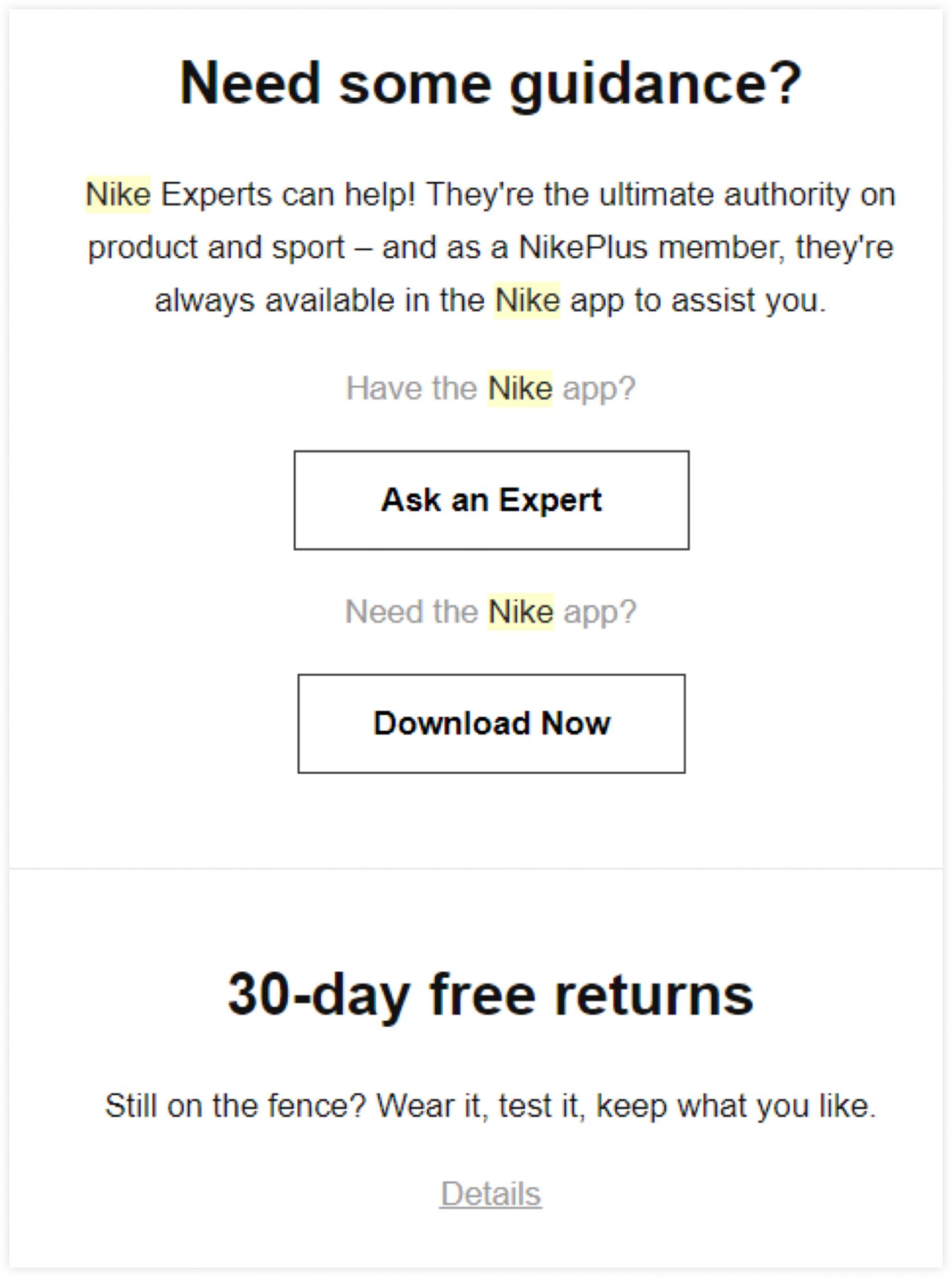 Nike Email Campaign Messaging Example