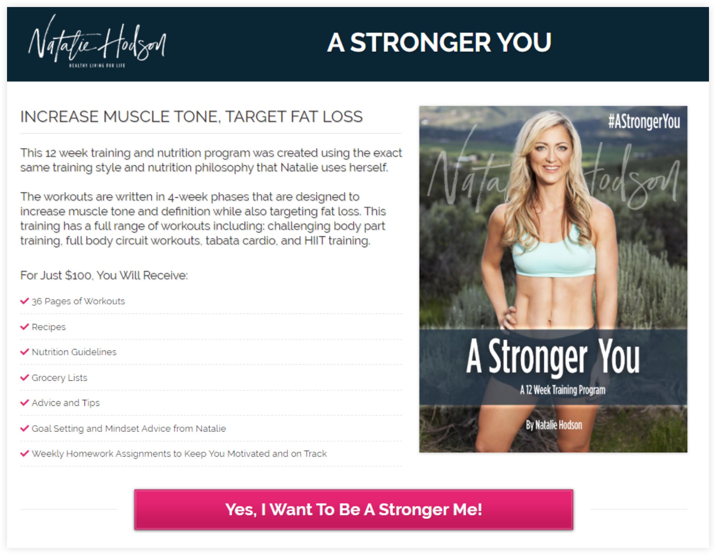Natalie Hodson Landing Page Example