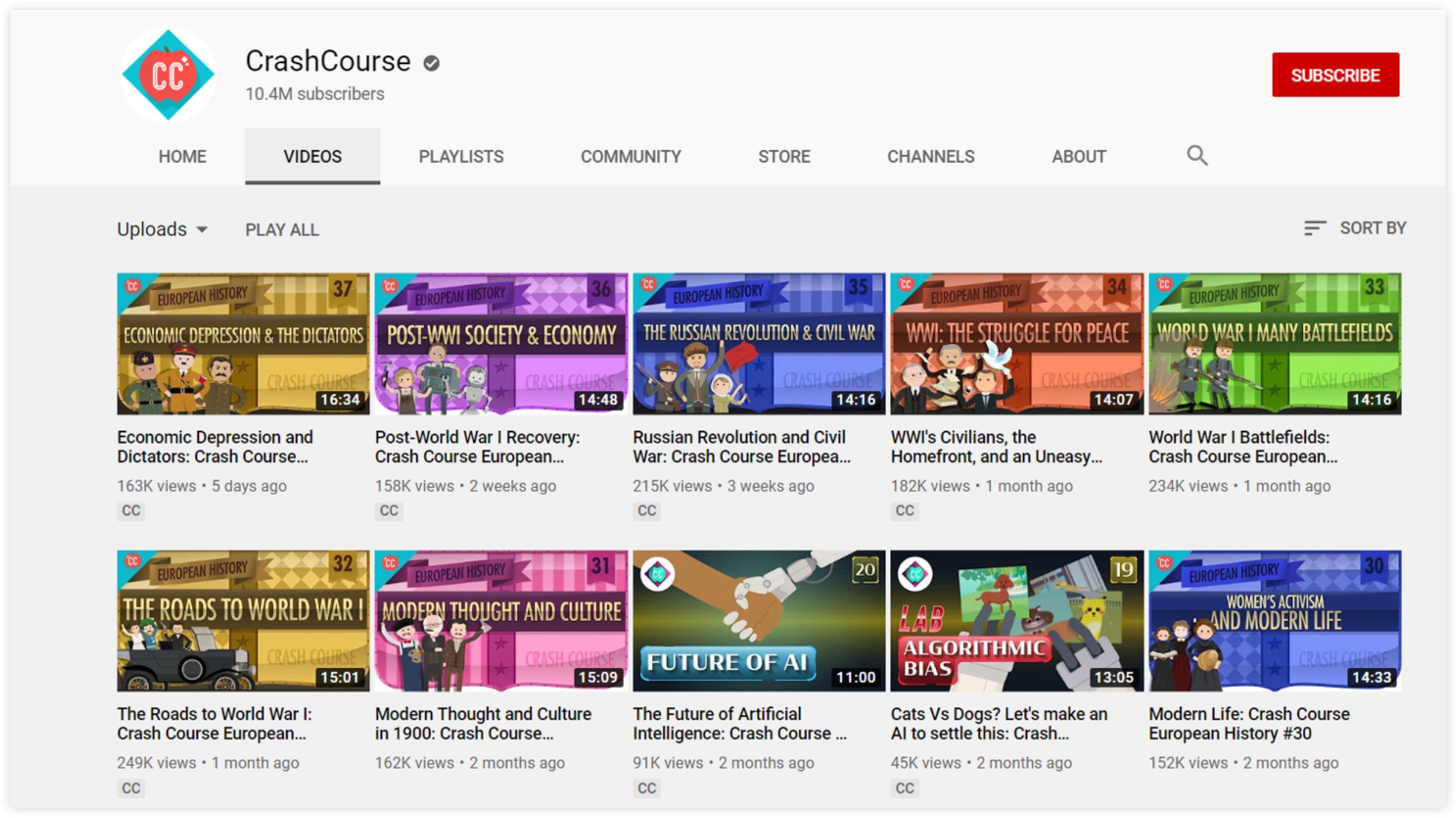 Canale YouTube di CrashCourse