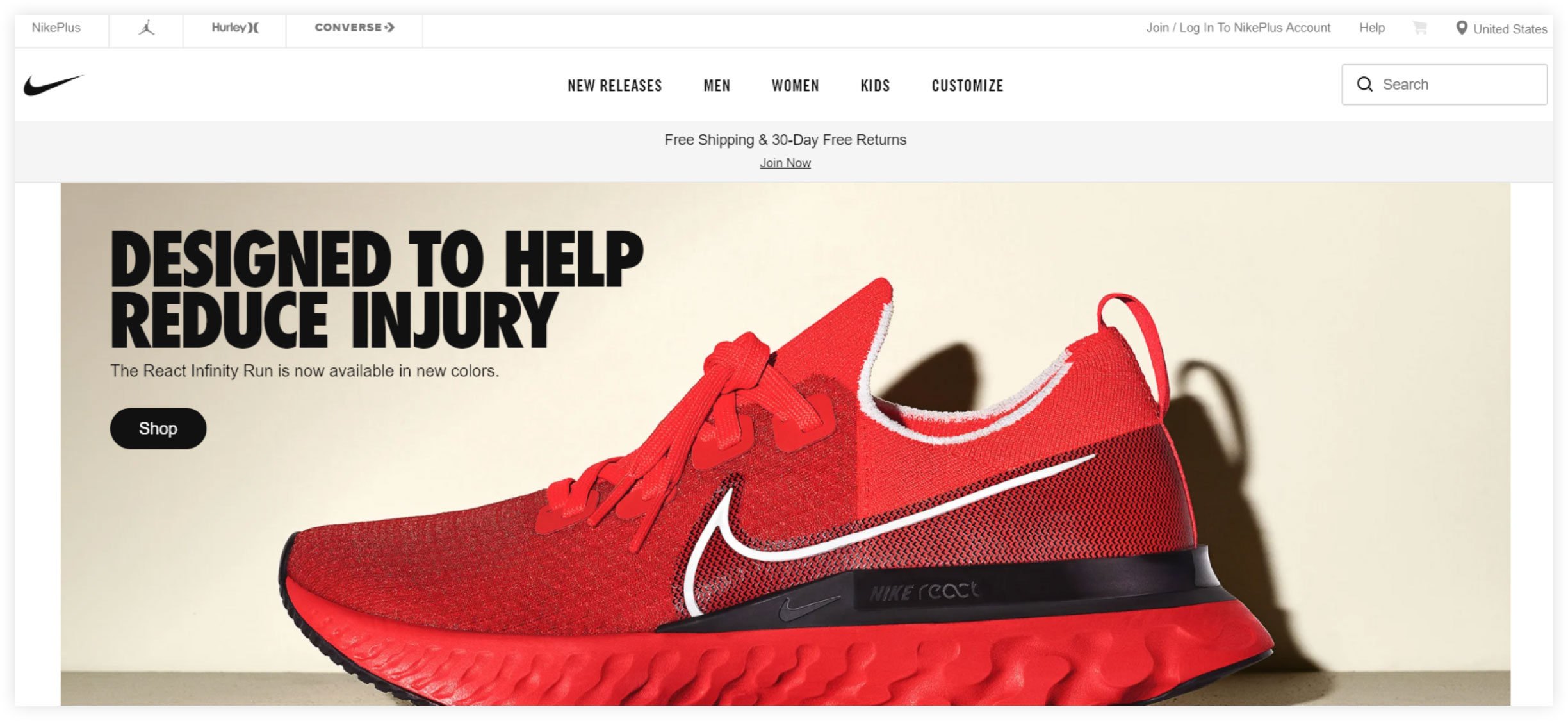 Nike Ecommerce Website Example