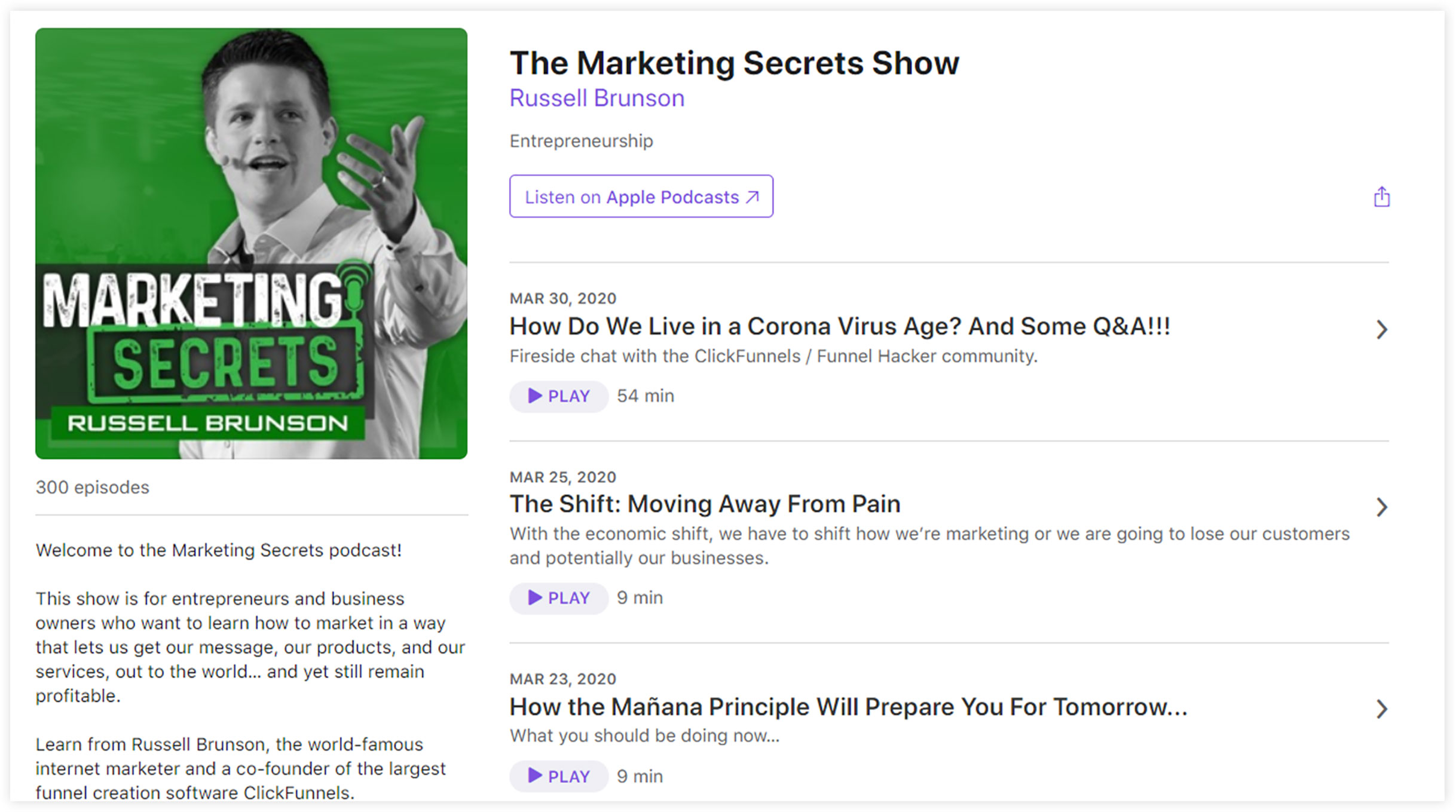 Marketing Secrets Podcast by Russel Brunson
