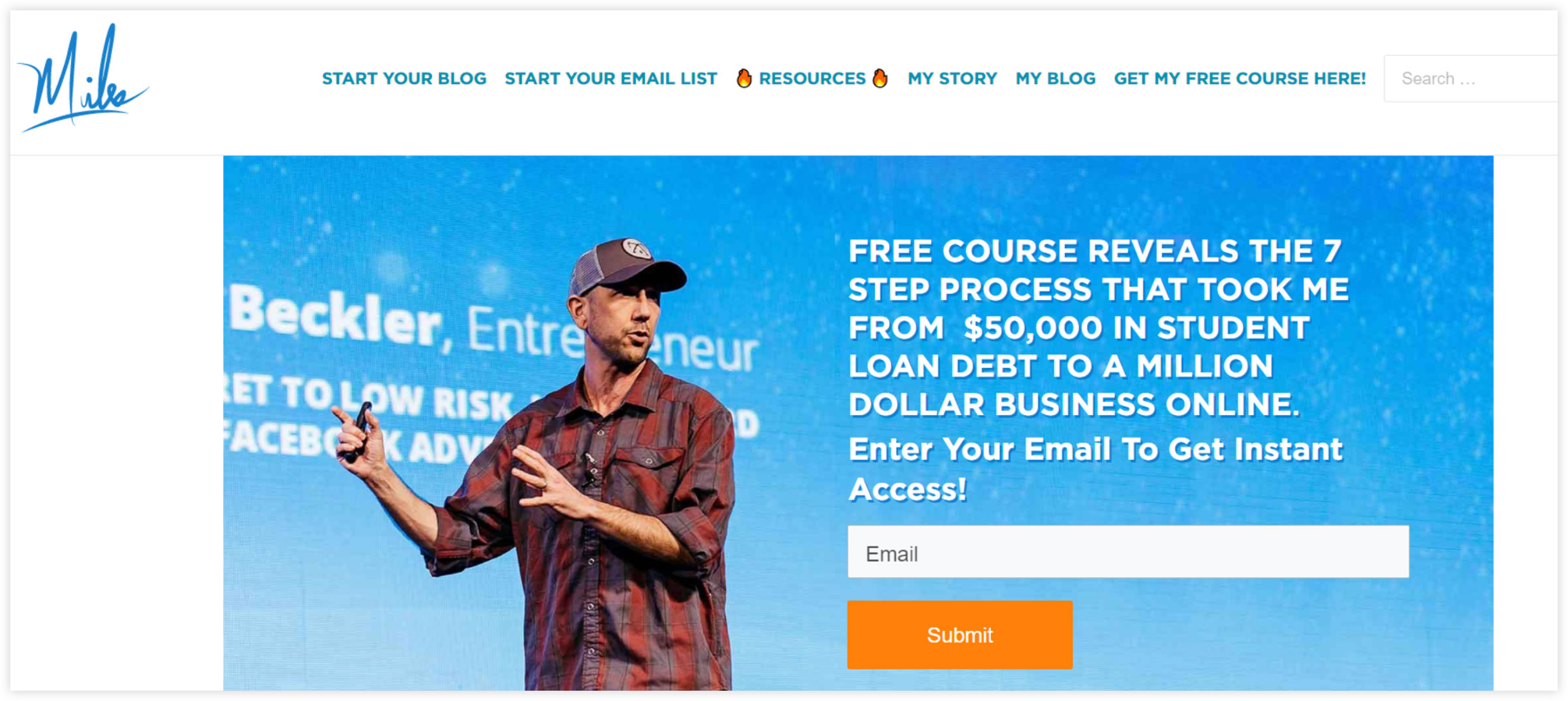 Miles Beckler Affiliate Page Example