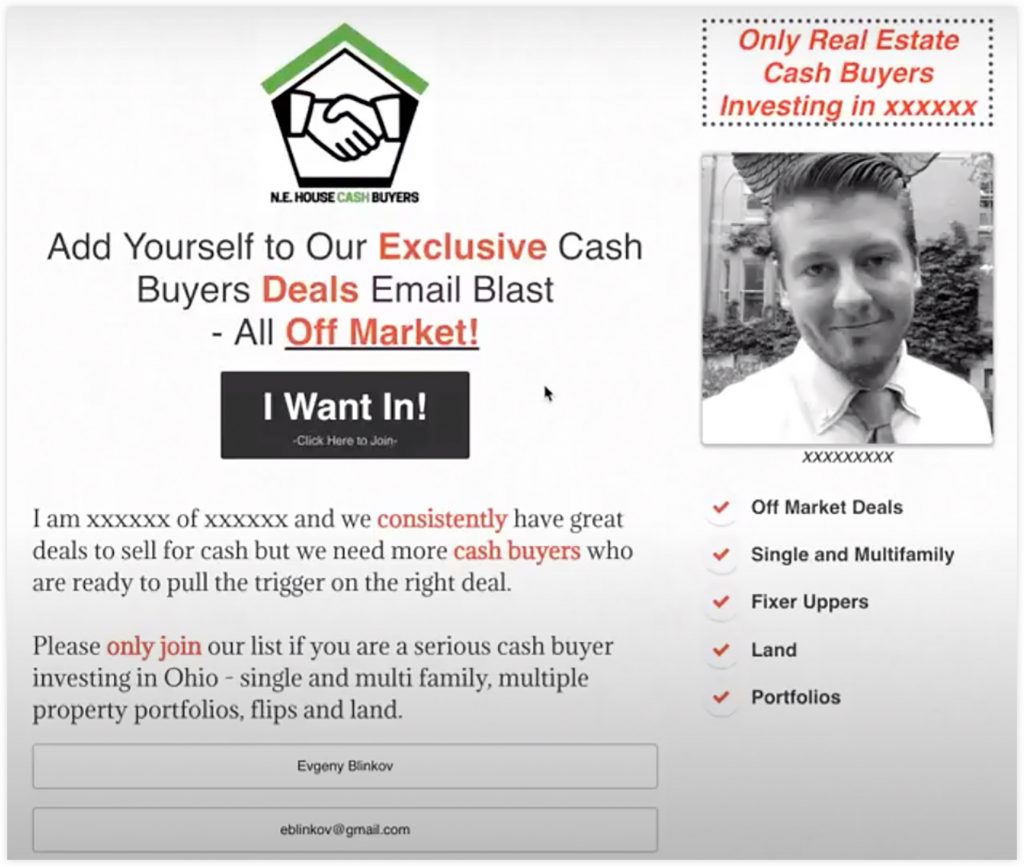 Real Estate Squeeze Page Funnel Example