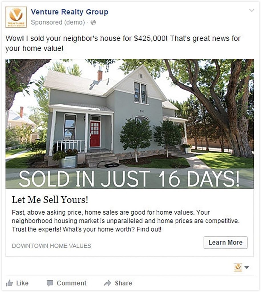 Real Estate Facebook Ad Example