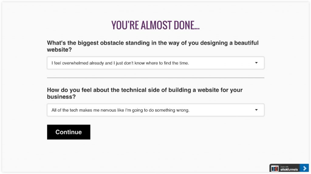 ClickFunnels Webinar Funnel Template Survey Page