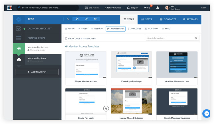 membership sites template in clickfunnels