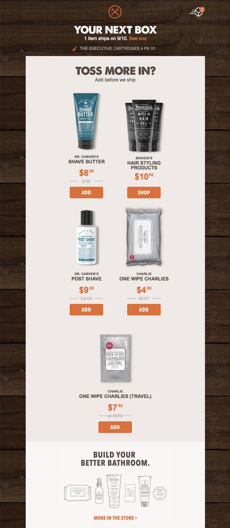 cross selling example from dollar shave club