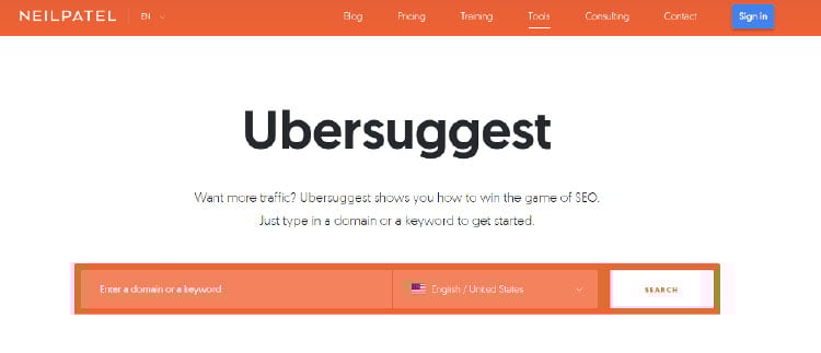 unersuggest dashboard for keyword research
