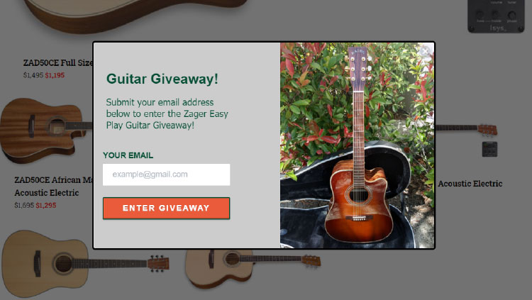giveaway popup to capture email address