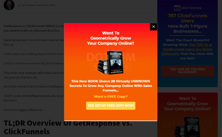 grow business online lead capturing popup