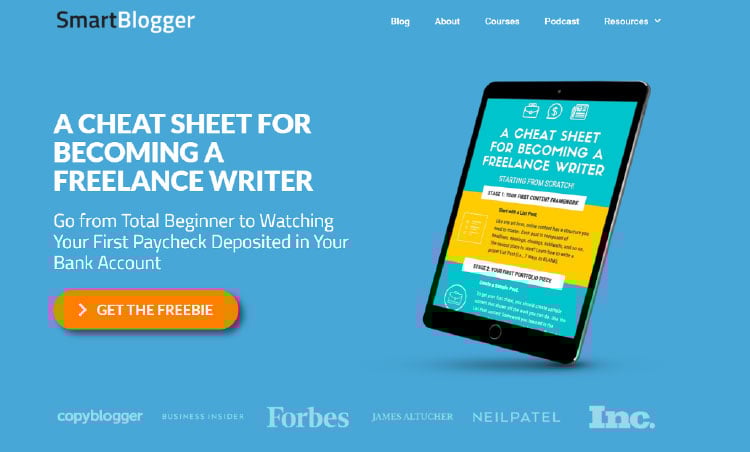 freebie offer from jon morrow's smartblogger site