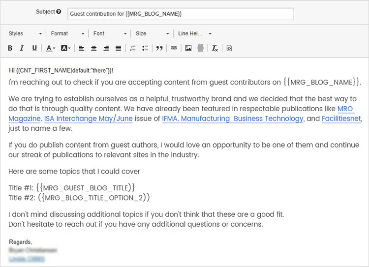 guest posting outreach email