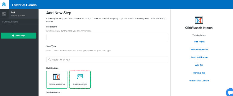 follow up funnels setup dashboard in clickfunnels