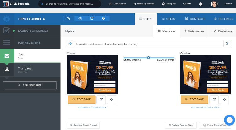 split testing setup with clickfunnels