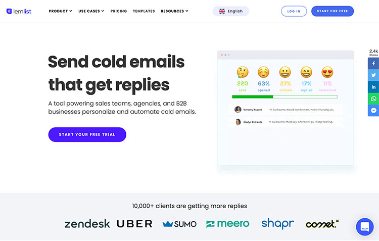 lemlist homepage