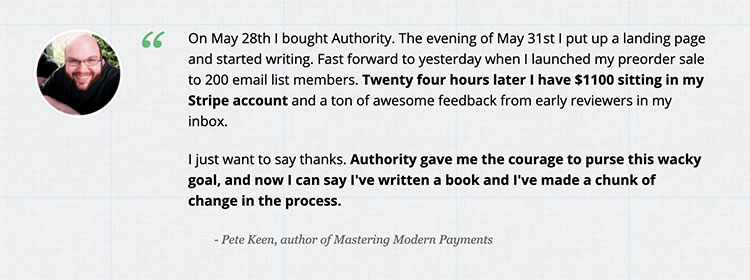 customer testimonial of authority book