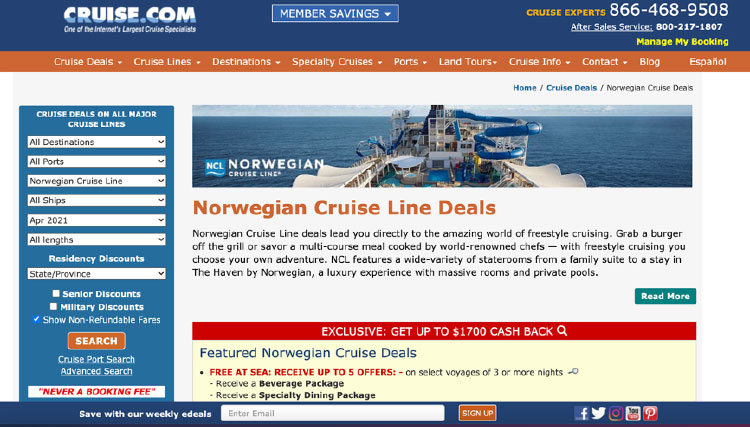 cruise.com homepage