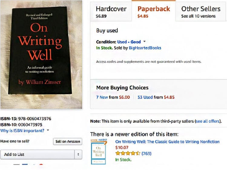 on writing well book sales page on amazon