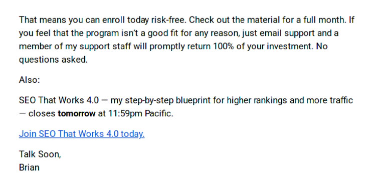 brian dean's sales email copy