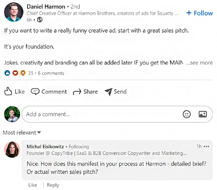 commenting on linkedin posts