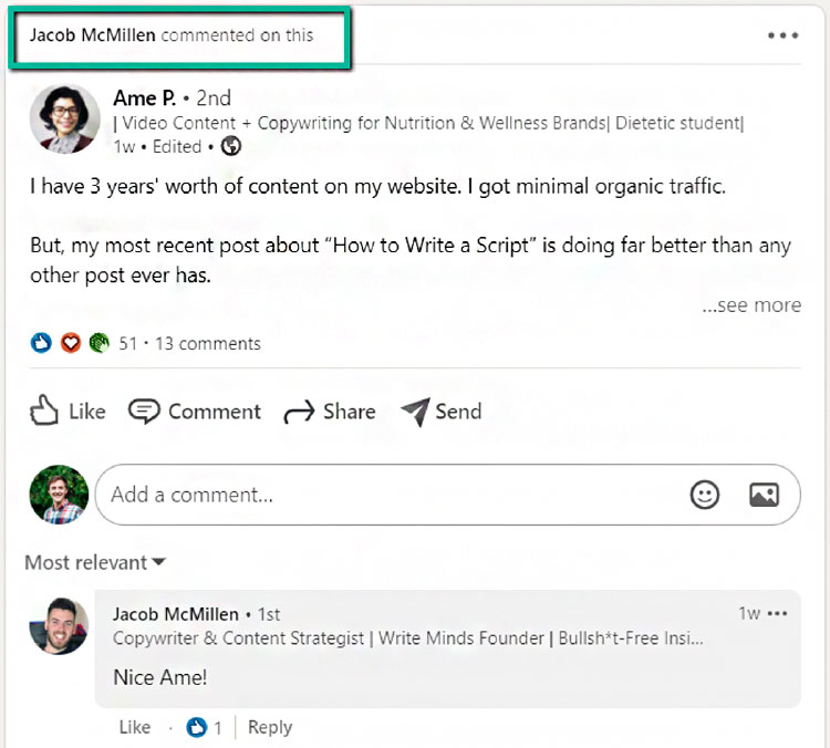 commenting on linkedin posts
