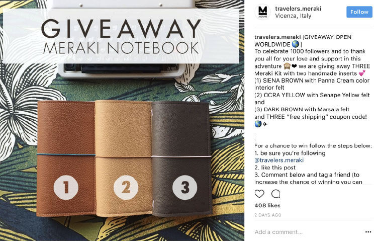 giveaway on instagram