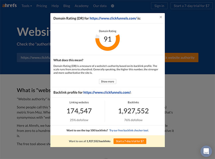 ahref domain rating checker