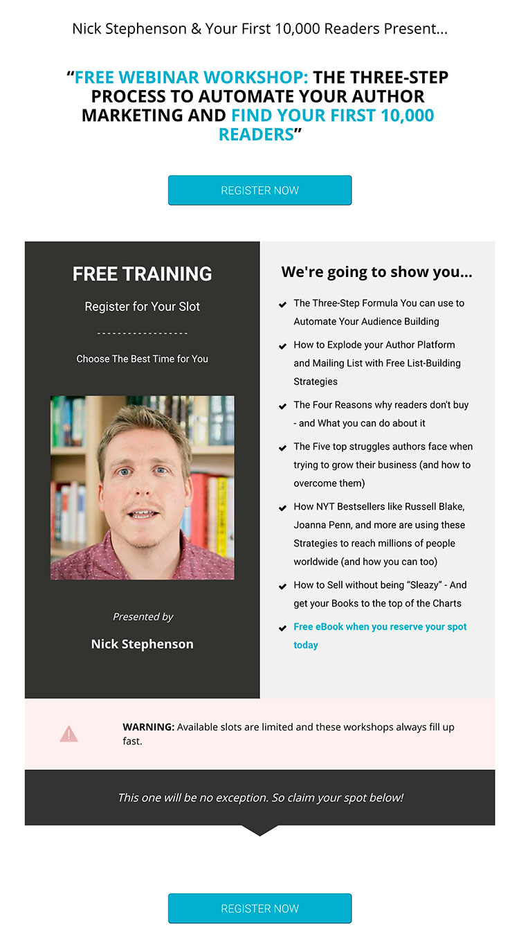webinar landing page