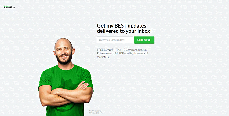 Noah Kagan’s Ok Dork squeeze page example
