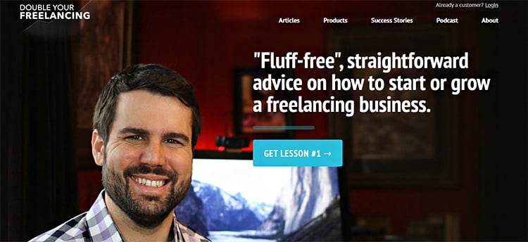 Brennan Dunn's call to action homepage button example