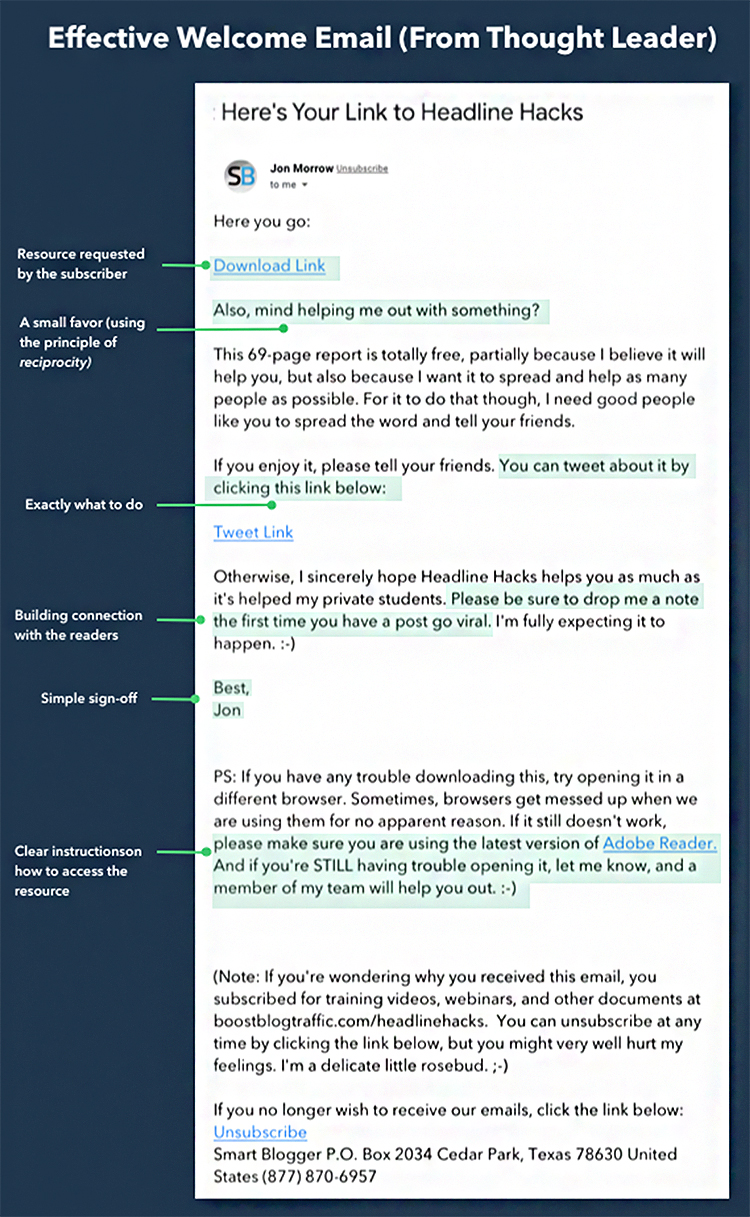 Make money blogging follow-up funnel 1st email example. 