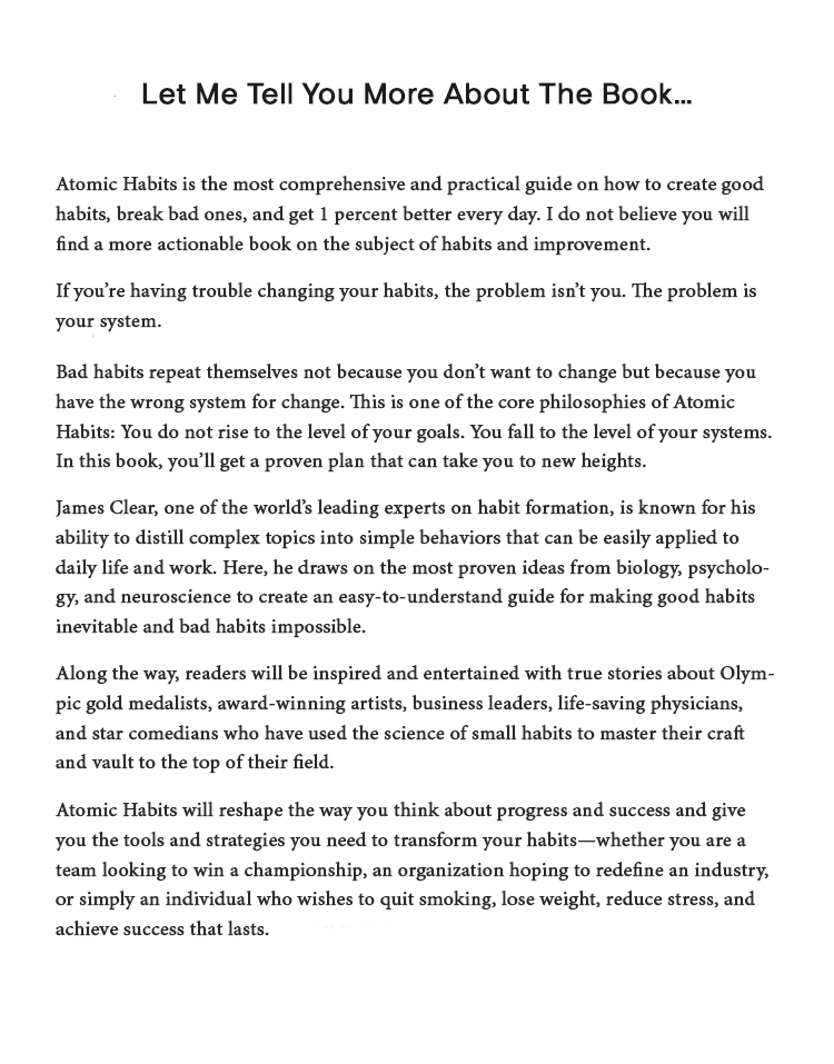 Excerpt from a book, sales page example.