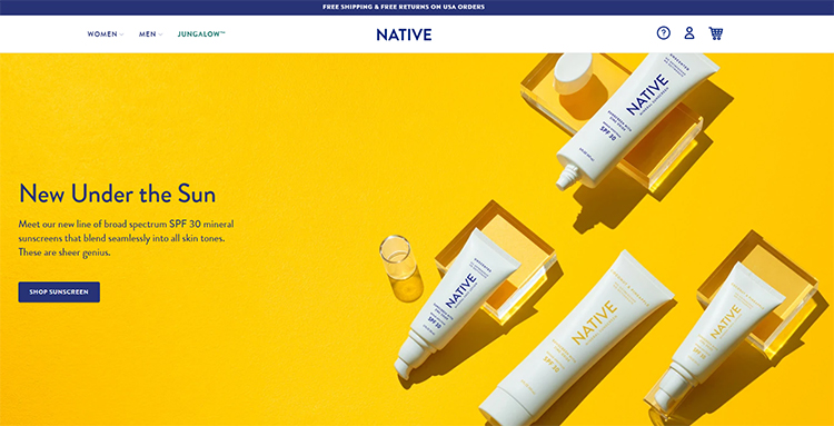 Ecommerce website homepage example.