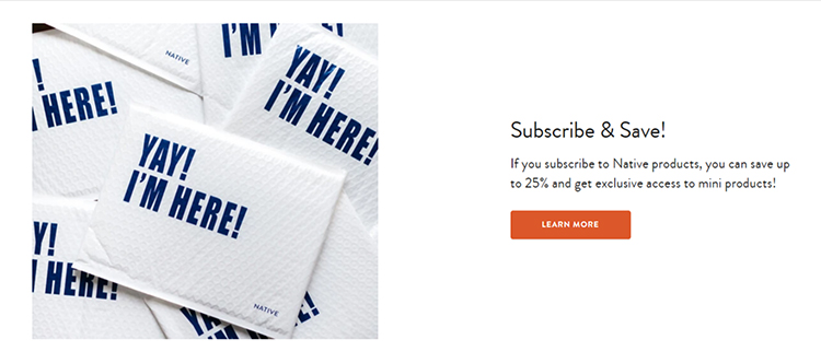 Ecommerce website homepage, call to action.