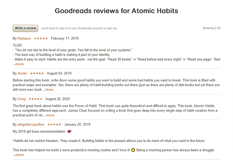 Filtered 5 star reviews example.