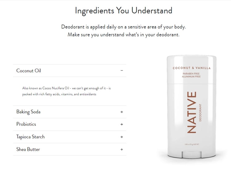 Ecommerce product explanation of key ingredients.