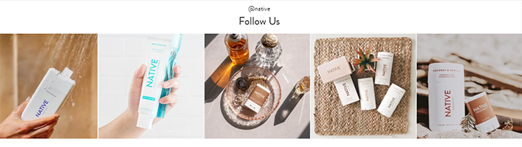 Ecommerce website homepage, call to action encouraging you to follow a blog.