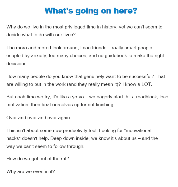 Sales page copy example.