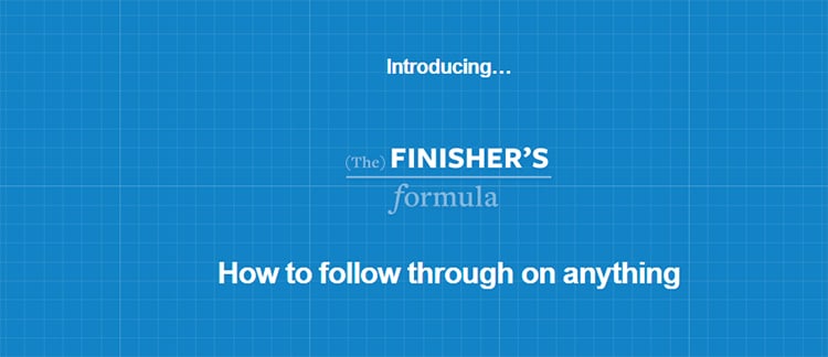 Sales page introducing the finisher's formula.