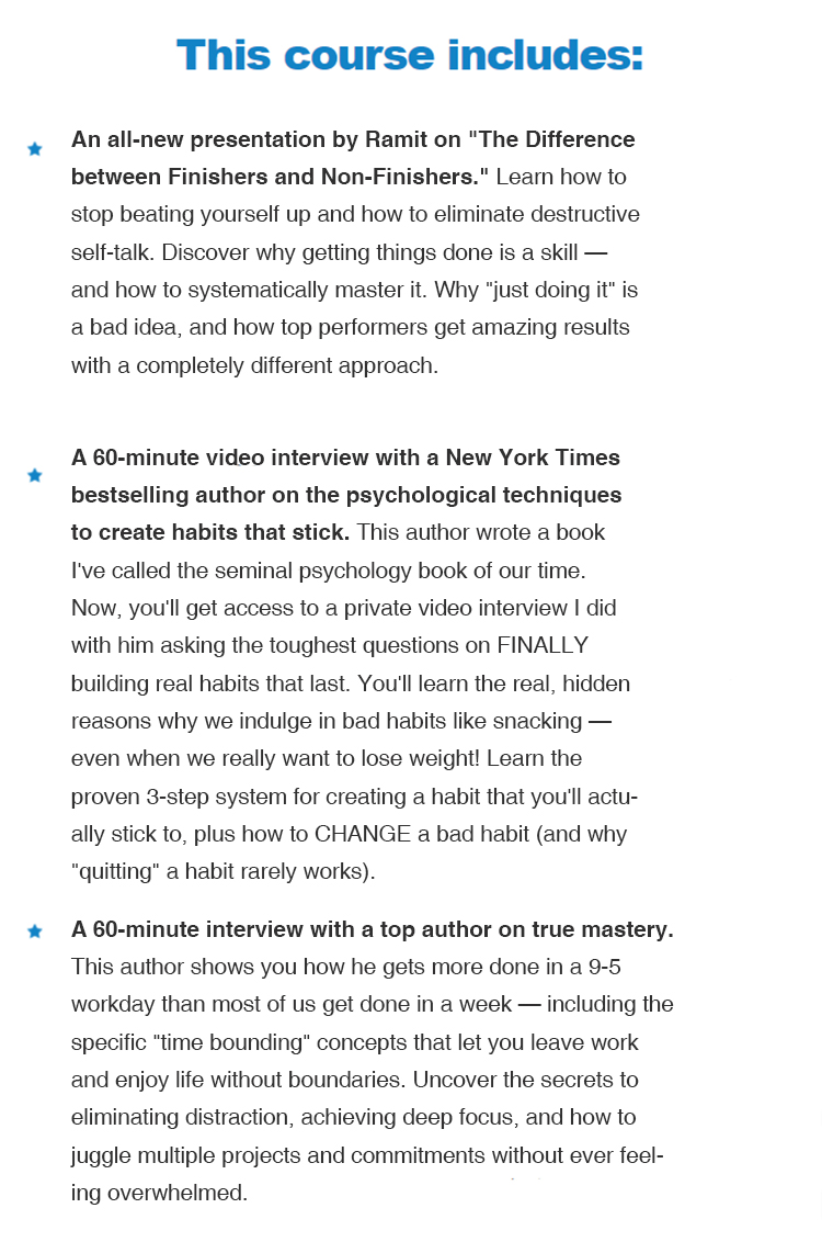 Sales page detailed description of a course.