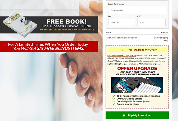 Free book order bump example.