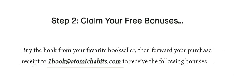 Step two of a sales page, with the option to claim a free bonus.